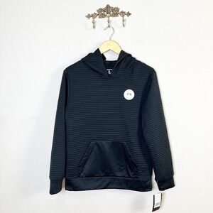Layer 8 Ottoman Hoodie Boys Size Large Black Qwick-Dry Ribbed New Pullover Tech